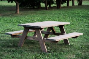 Garden tables with benches